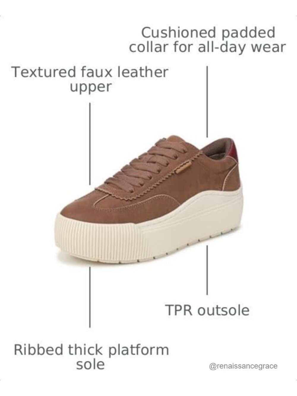 Women's Platform Sneakers Faux Leather Lace-Up Comfortable Walking Shoes